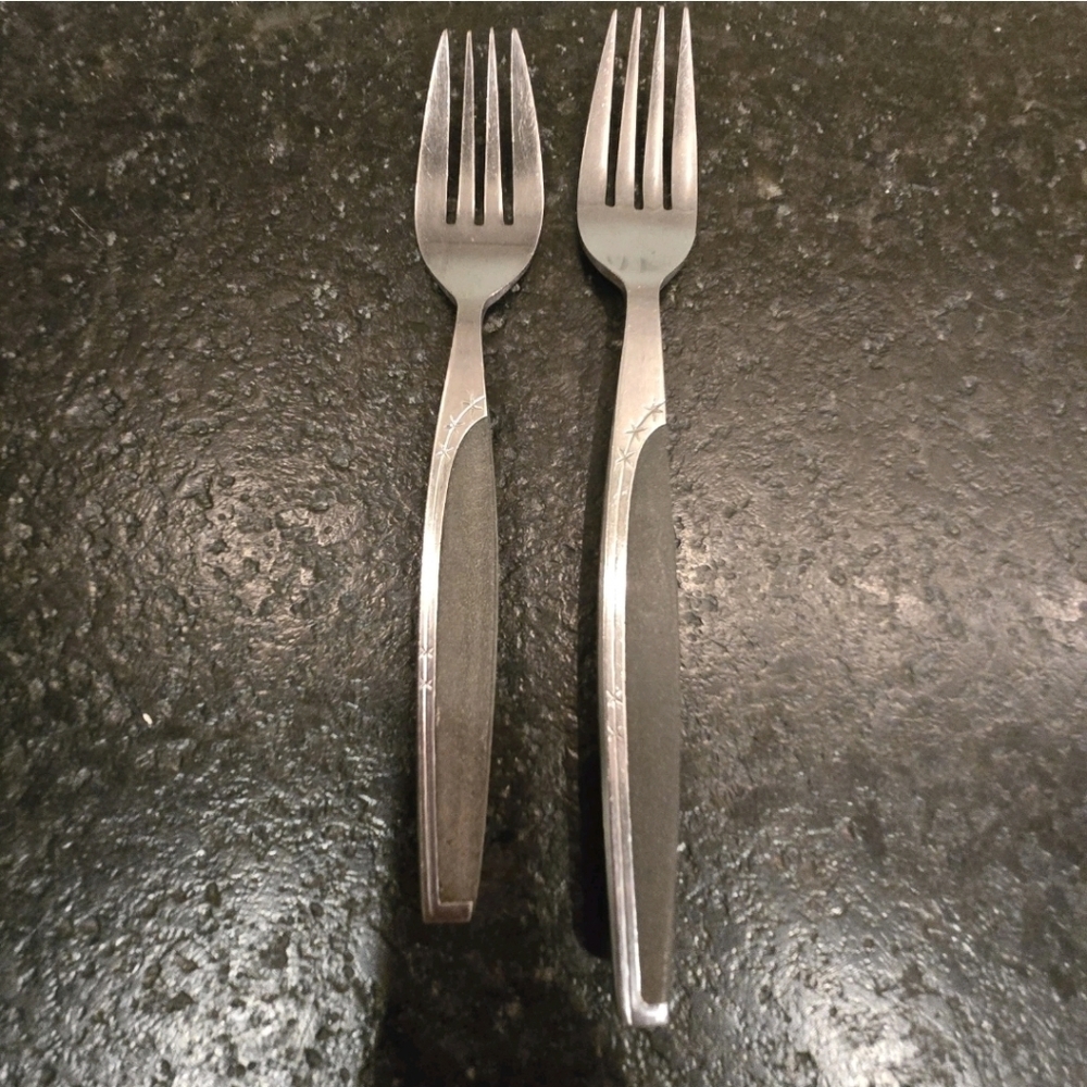 Vintage Mar-crest Ebony Elegance Atomic 3 Star Dinner And Salad Fork